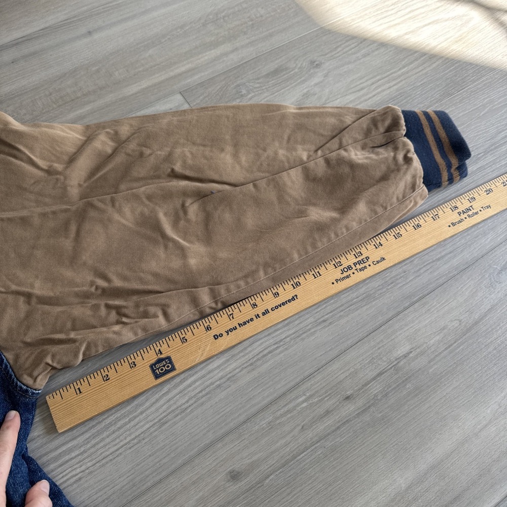 Vintage Dunbrooke Chevron Varsity Bomber Jacket Denim XXL Made In Hong Kong‎ - Picture 6 of 12
